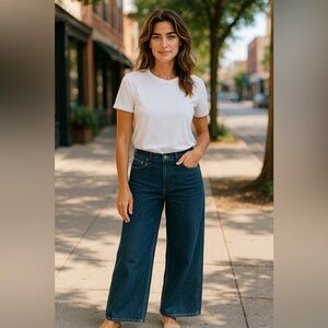 GAP Faded Blue Denim Jean 25 Women Baggy Mid Rise Casual Streetwear Wide Leg